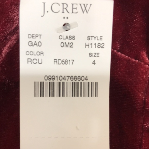 J. Crew Burgundy Red Velvet Sleeveless Peplum Blouse Top size 4 NEW - Picture 14 of 14